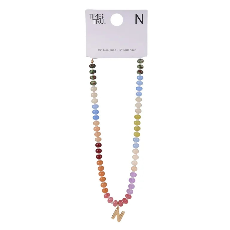 Time and Tru Goldtone Multicolored Bead Initial "N" Necklace | Walmart (US)