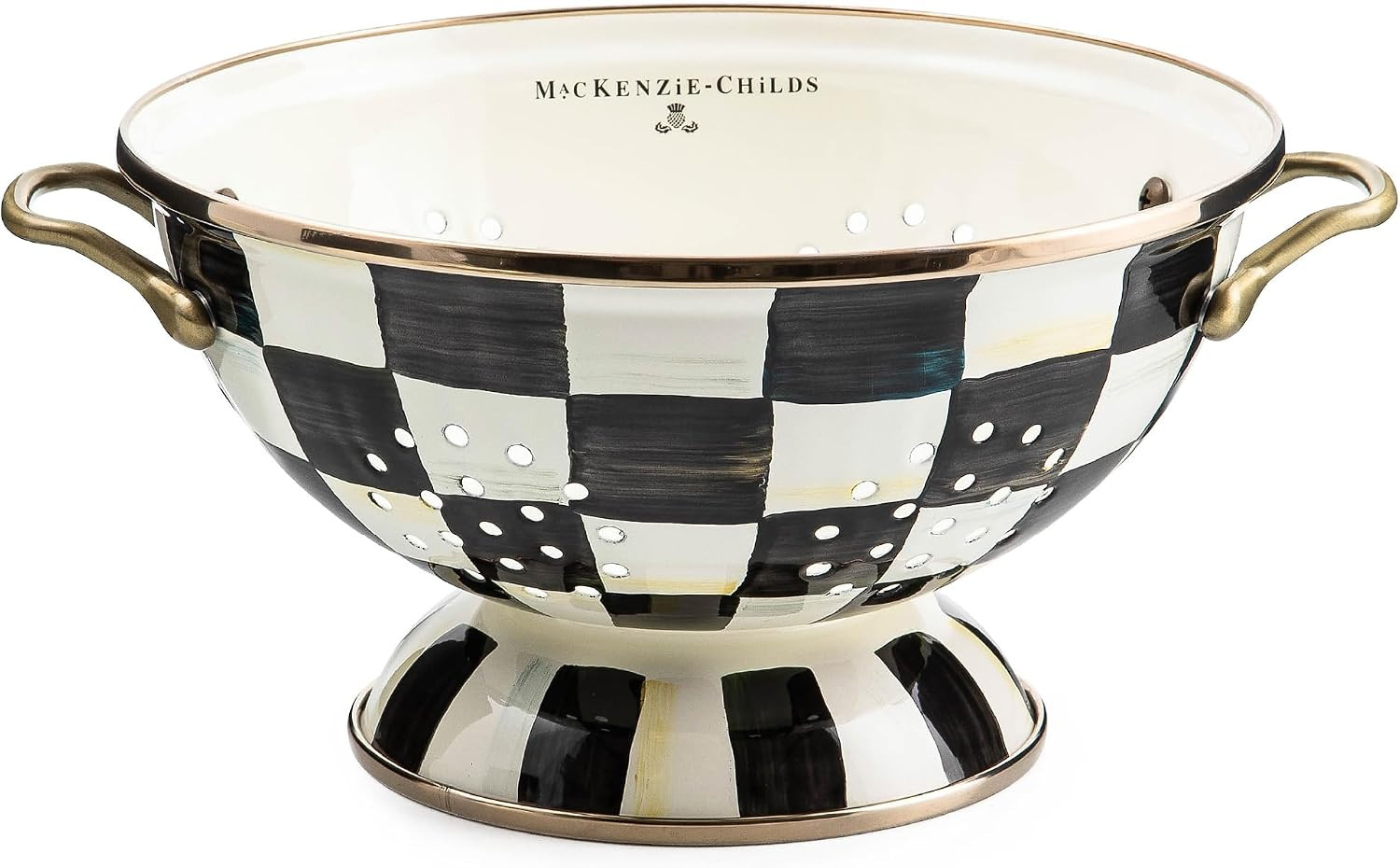 MACKENZIE-CHILDS Enamel Colander, Large, Black-and-White Courtly Check | Amazon (US)