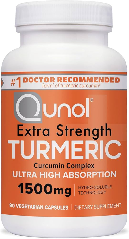 Qunol Turmeric Curcumin Capsules, 1500mg Extra Strength Supplement, Patented Hydro-Soluble Techno... | Amazon (US)