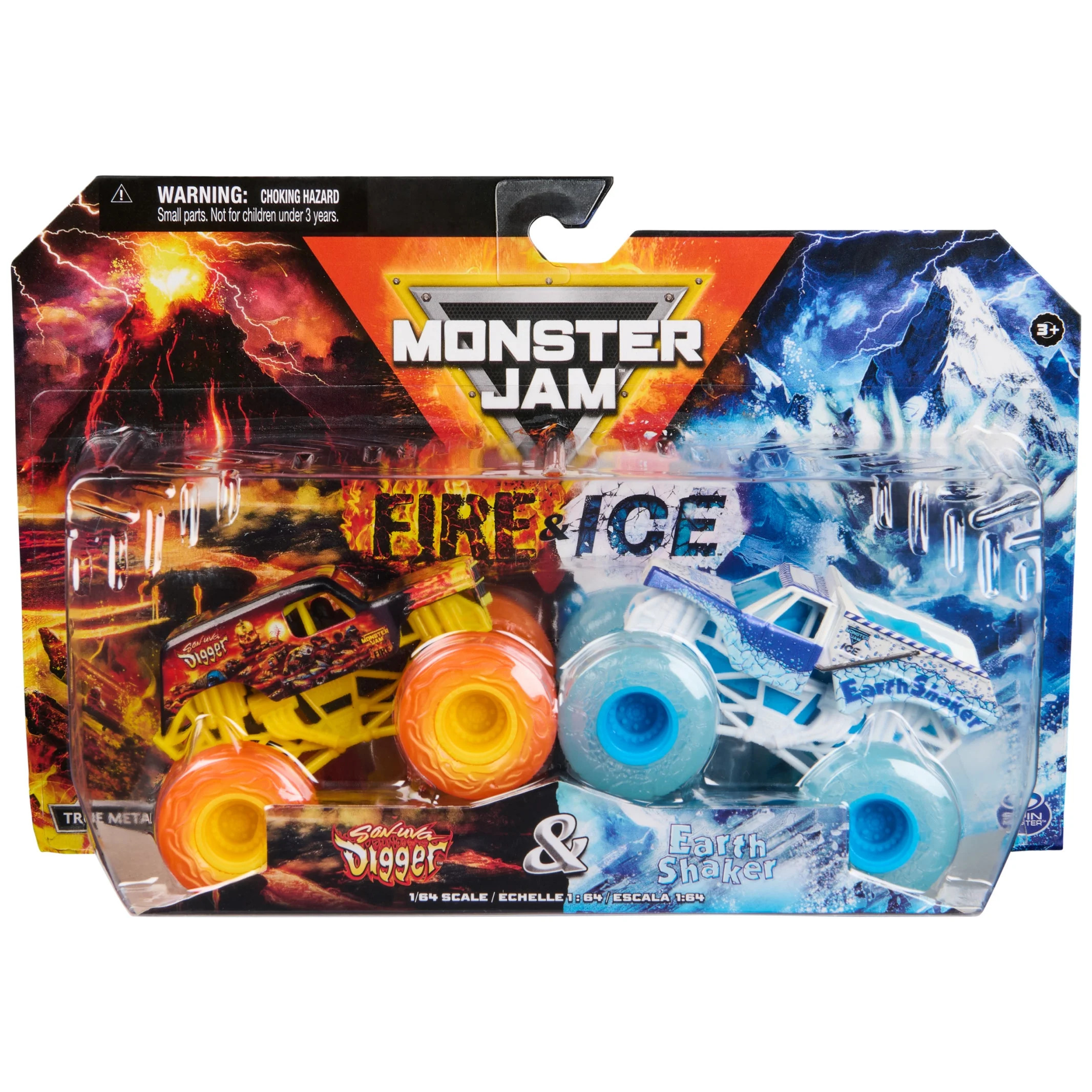 Monster Jam, Official Fire & Ice, Son-Uva Digger and Earth Shaker Die-Cast Monster Trucks, 1:64 S... | Walmart (US)
