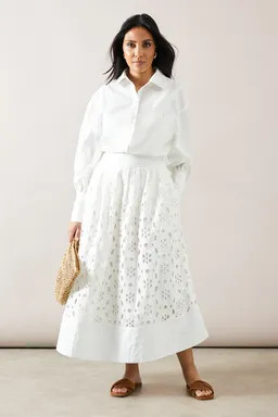 Skirts | Broderie Midi Skirt | Wallis | Debenhams UK