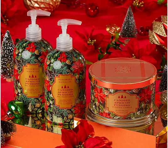 HomeWorx by Slatkin + Co. Cozy Winter S/2 22oz Hand Soaps & 18oz Candle - QVC.com | QVC