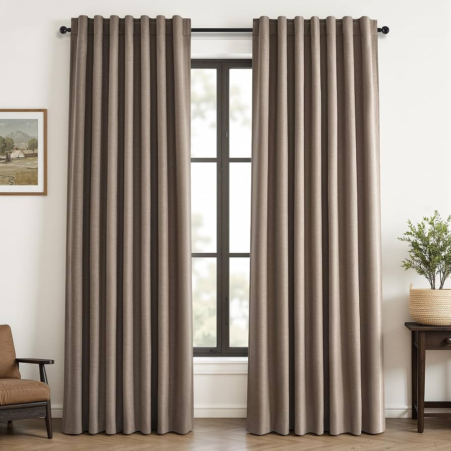 Topfinel 100% Blackout Curtains 84 inch Long 2 Panels for Bedroom Boho Farmhouse Linen Texture Cu... | Amazon (US)