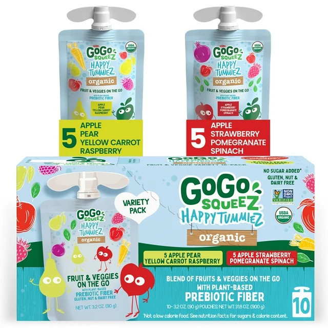(10 Pack) GoGo Squeez Happy Tummiez Pear Carrot Raspberry Pouch, 3.2 oz | Walmart (US)