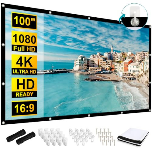 Frocopo 100 inch Projection Screens, Double Sided Washable Outdoor Projection Screen, 16:9 Foldable Anti-Crease Portable Projector Movies Screens for Camping Party, Home Theater, Office | Amazon (US)