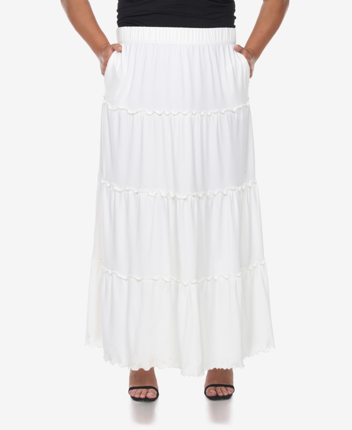 White Mark Plus Size Tiered Maxi Skirt - White | Macy's