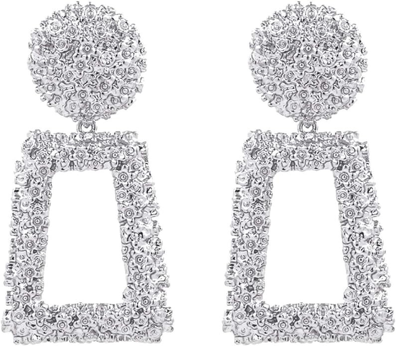 KELMALL Extra Large Geometric Hoops Earrings, 18K Gold Oversized Wavy Raised Statement Earrings f... | Amazon (US)