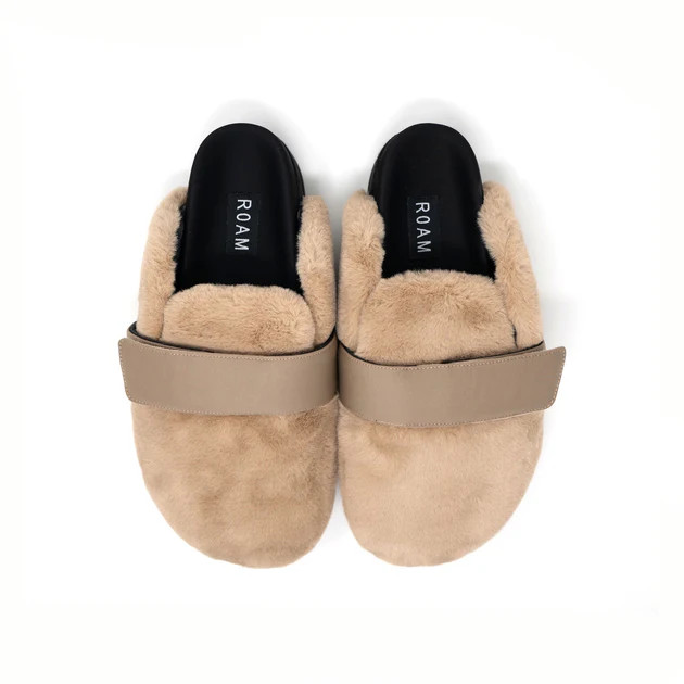 ROAM CLOUD LOAFER MULE BEIGE FAUX FUR | ROAM