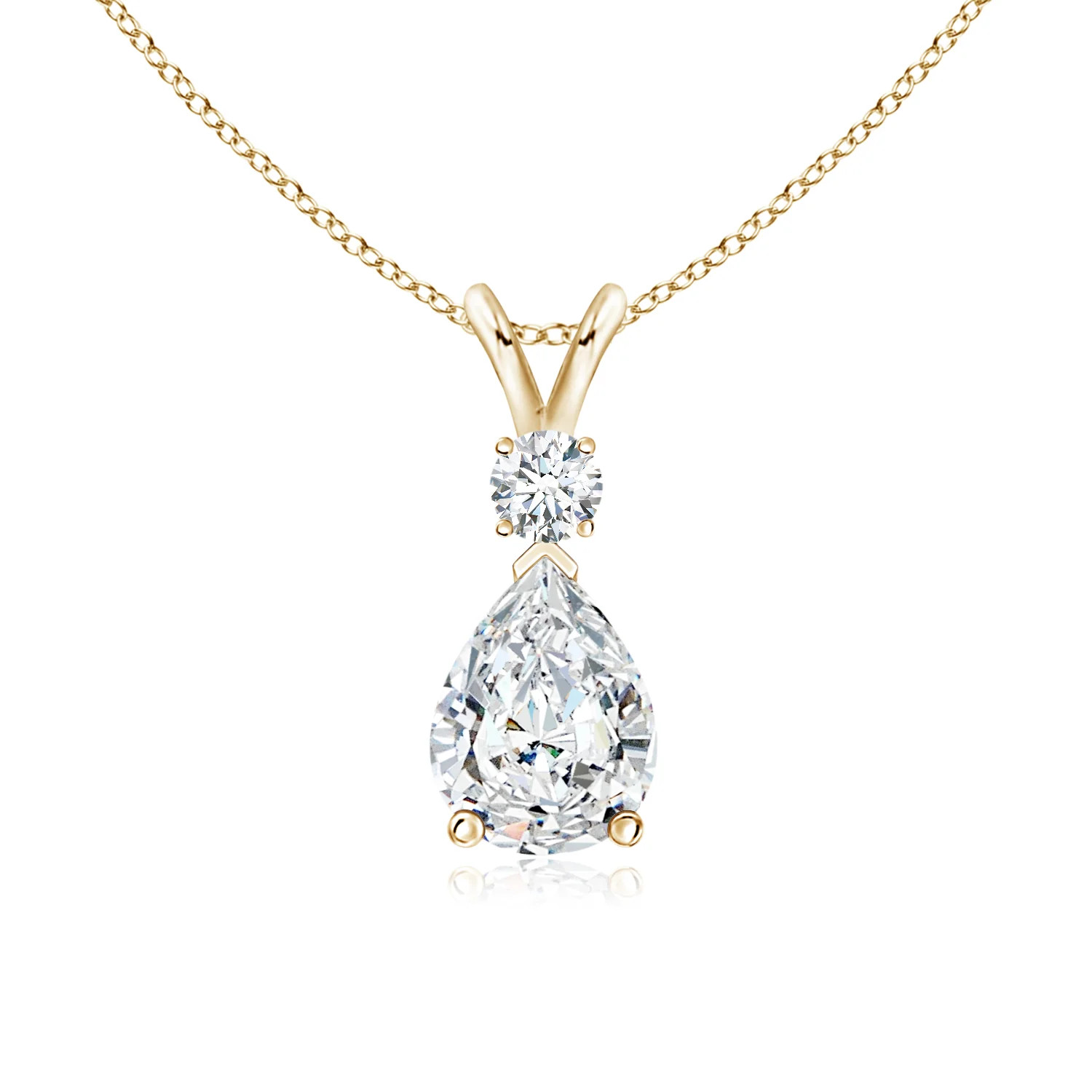 Lab-Grown Diamond Teardrop Pendant with Lab Diamond Accent | Angara | Angara US