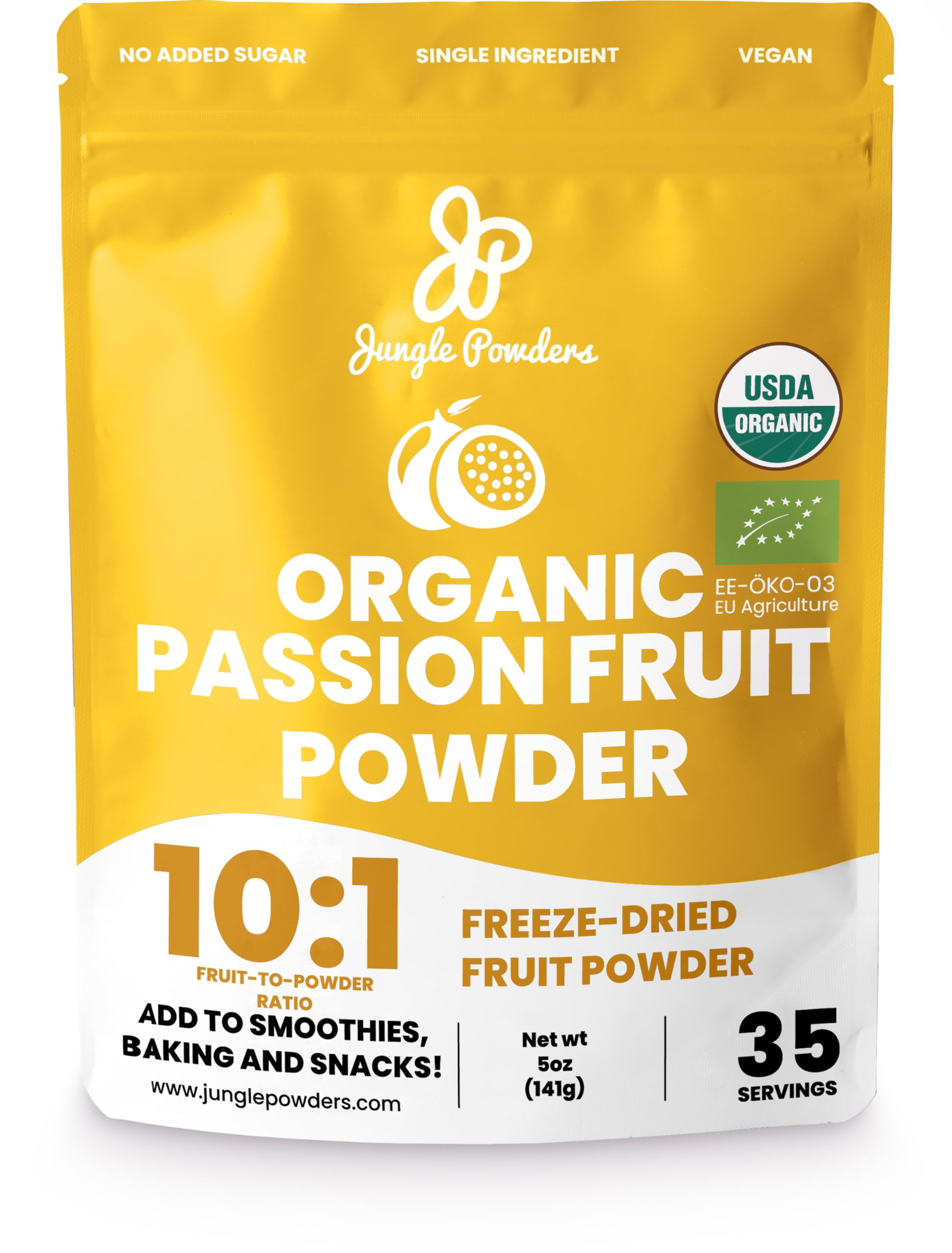 Jungle Powders Passion Fruit Powder Organic 5 Ounce Bag, Freeze Dried Passion Fruit Extract Powde... | Amazon (US)
