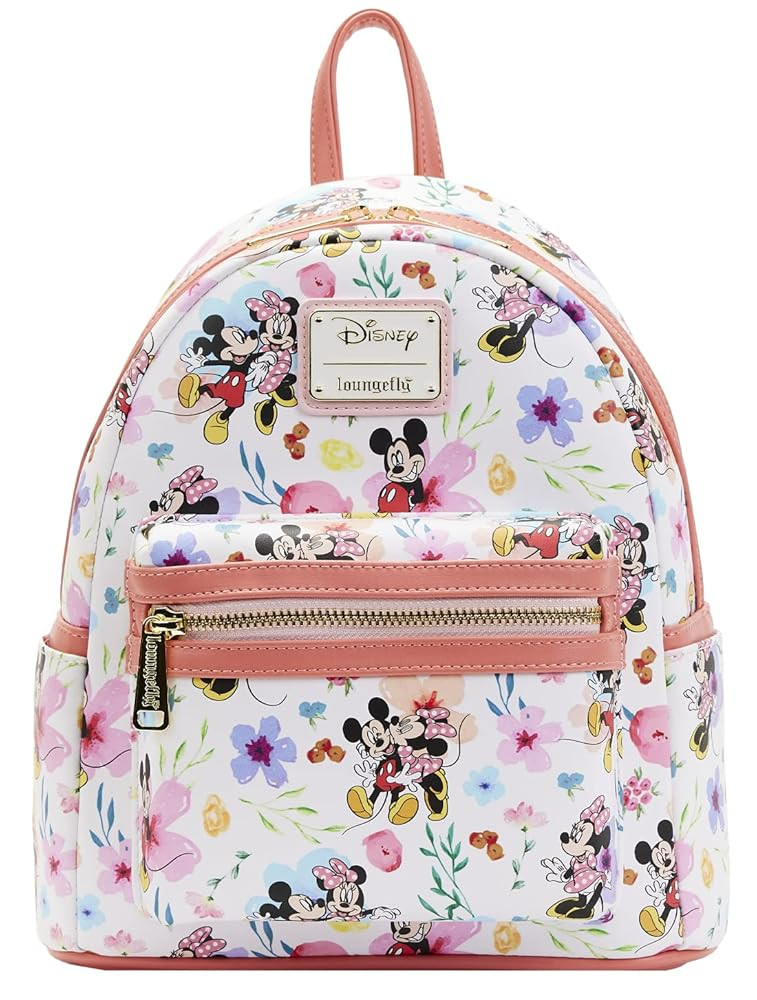 Loungefly Disney Mickey Minnie Mouse Mini Backpack Handbag AOP Floral | Amazon (US)
