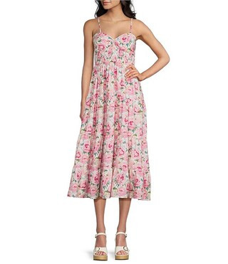 Rose Floral Smocked Maxi Dress | Dillard's