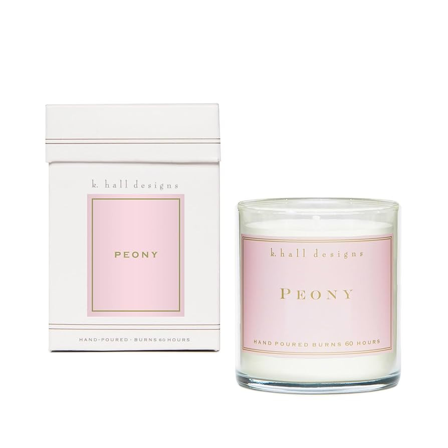 K. Hall Designs Peony Jar Candle, Floral Scent with Watery Notes, Up to 60-Hour Burn Time, Vegeta... | Amazon (US)