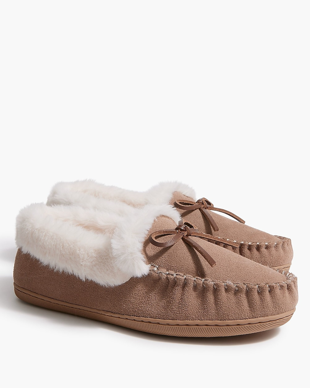 Suede shearling lined slippers | J.Crew Factory