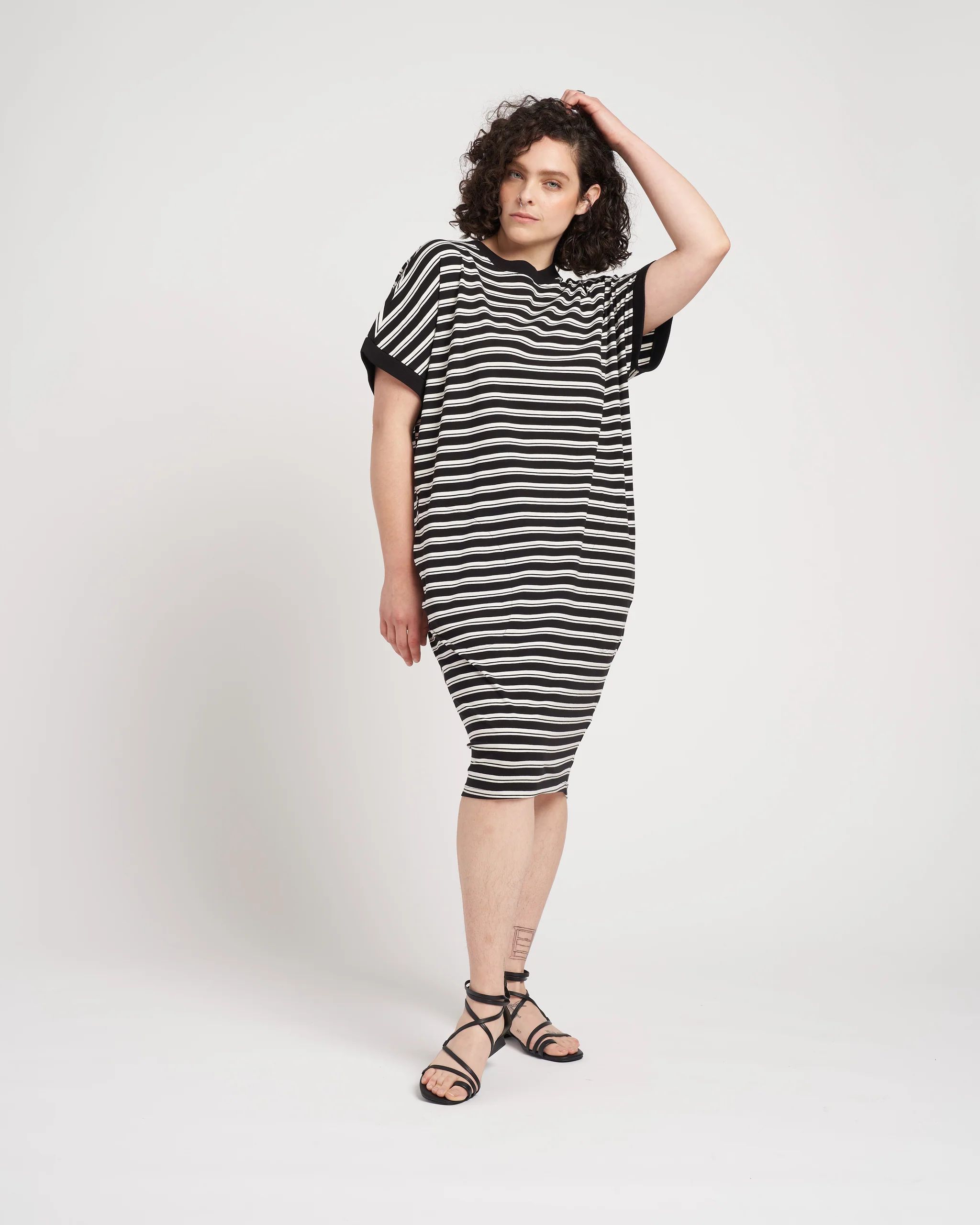 Elizabeth Easy Dress - Black/White Stripe | Universal Standard