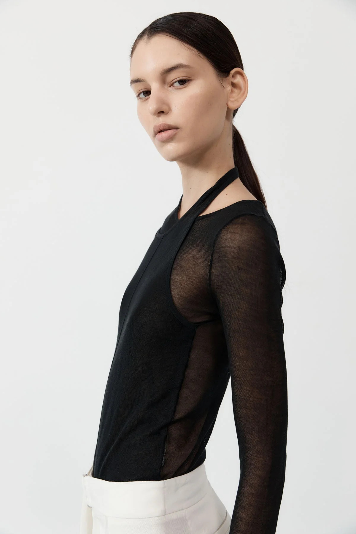 Semi Sheer Loop Top - Black | St. Agni (US, UK, EU)