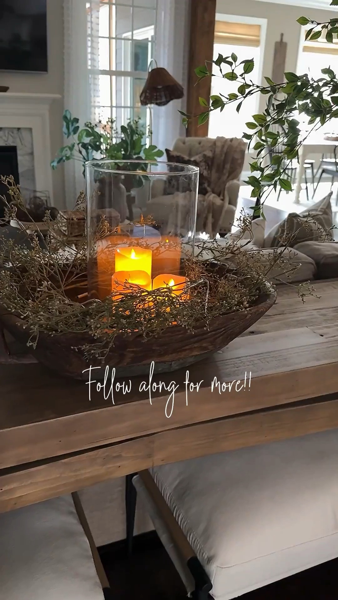 The beautiful glow from my vintage bowl candle arrangement reminds me to slow down♥️

Vintage bowl, glass cylinder, flameless candles, rice stems, console table, bronze urn, banyan leaf stems, stone riser, round coffee table, rattan storage boxes, pedestal bowl, grapevine balls, candle holders, brown ribbed candles, throw blanket, floral pillow, ottomans



#LTKHome #LTKstorytime #LTKSeasonal
