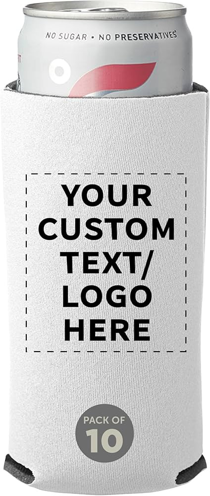 DISCOUNT PROMOS Custom Collapsible Slim Can Coolers Set of 10, Personalized Bulk Pack - Holds Mos... | Amazon (US)