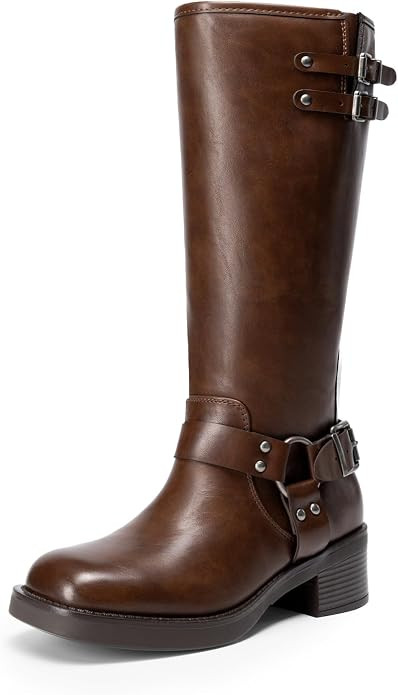 DREAM PAIRS Women's Moto Knee High Boots | Amazon (US)