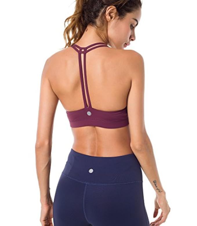 Queenie Ke Women's Light Support Double-T Back Wirefree Pad Yoga Sports Bra | Amazon (US)