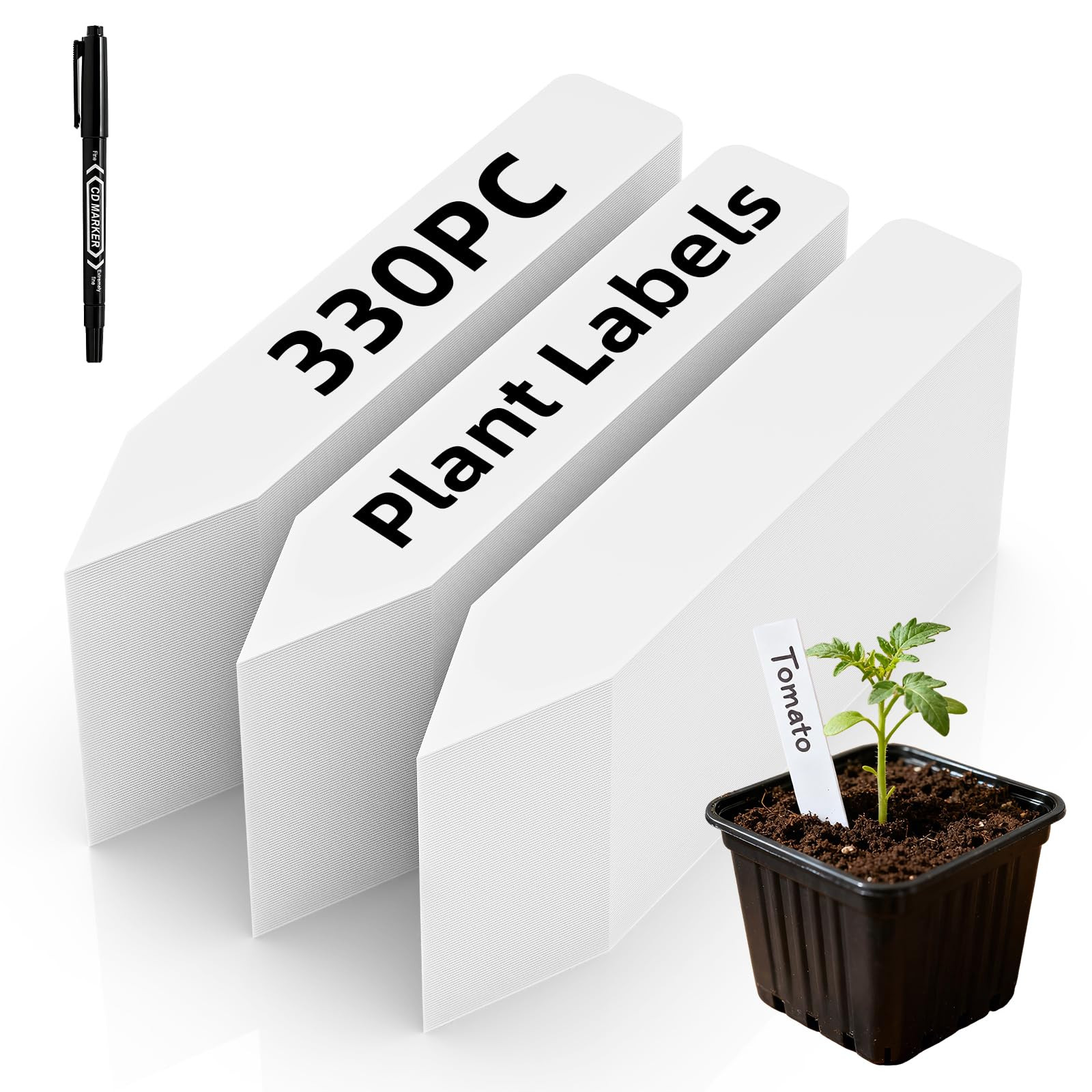 330Pcs Plant Labels with Marker Pen, 4" Plant Tags for Garden Waterproof, Reusable Plastic Plant ... | Amazon (US)
