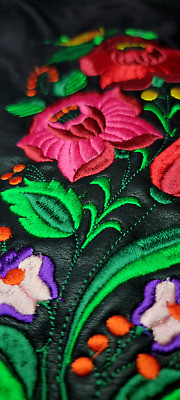 Embroidered woman leather jacket with Kalocsa design | eBay US