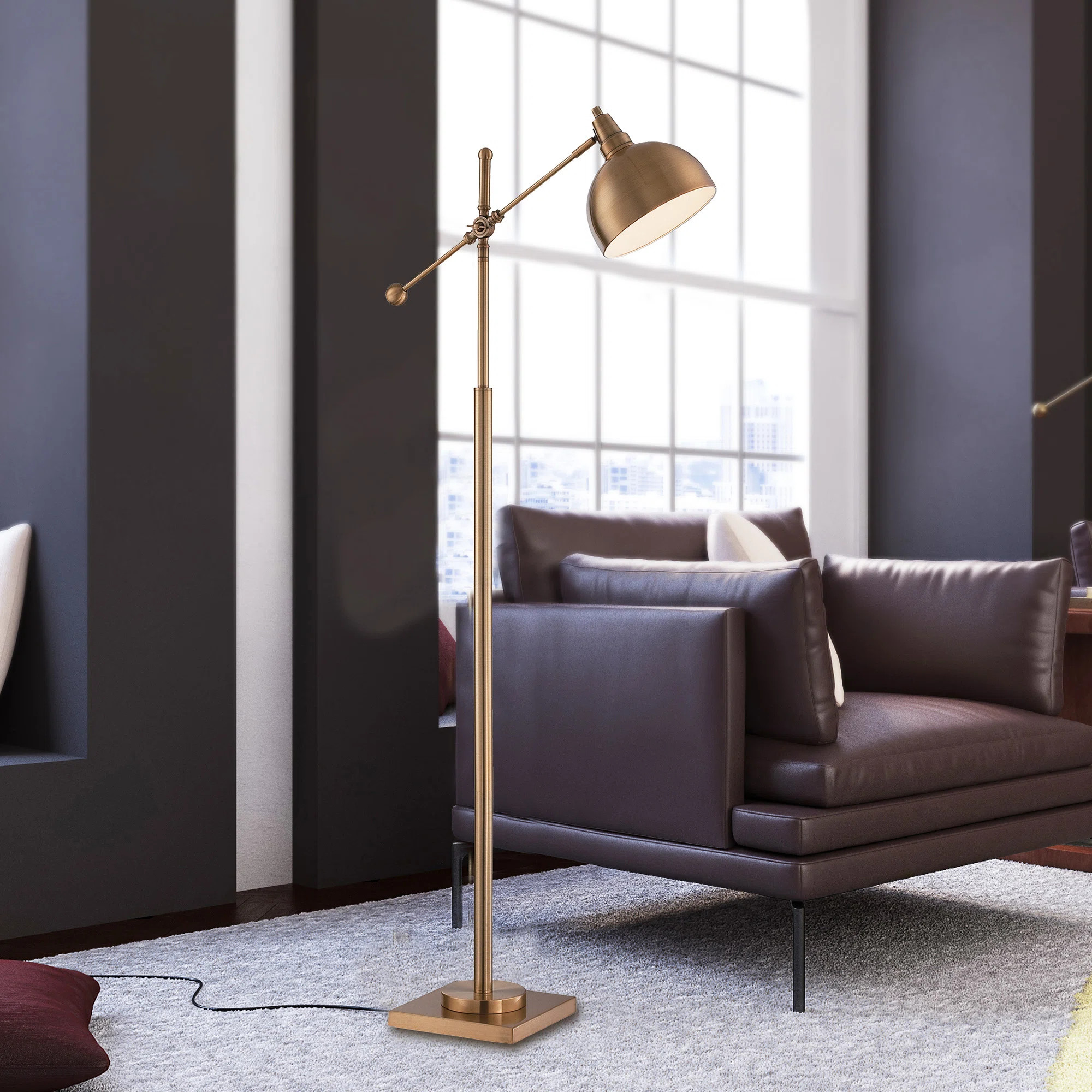 Danika 57.5'' Brushed Brass Task Floor Lamp | Wayfair North America