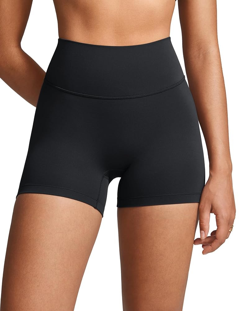 Womens High Waist No Front Seam Biker Shorts 4 Inches Running Volleyball Spandex Yoga Gym Workout... | Amazon (US)