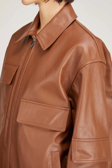 Aviator Leather Bomber Jacket in Sienna | Hampden Clothing