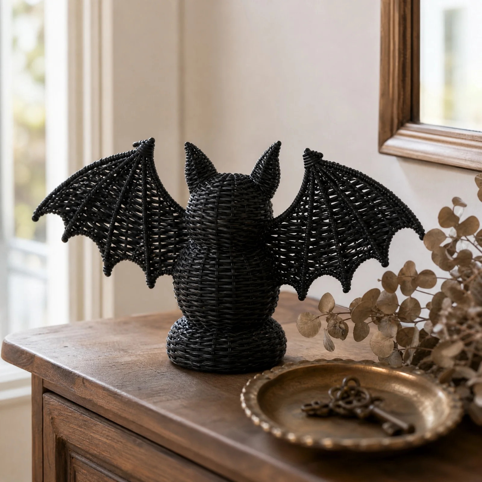 THOPBPRK 2026 Halloween Bat Figurine Tabletop Centerpiece Handcrafted Ornament Holiday Fall Home Halloween Party Desktop Decoration Shelf Decor for Living Room Mantel , 7.1 Inch J - Walmart.com | Walmart (US)