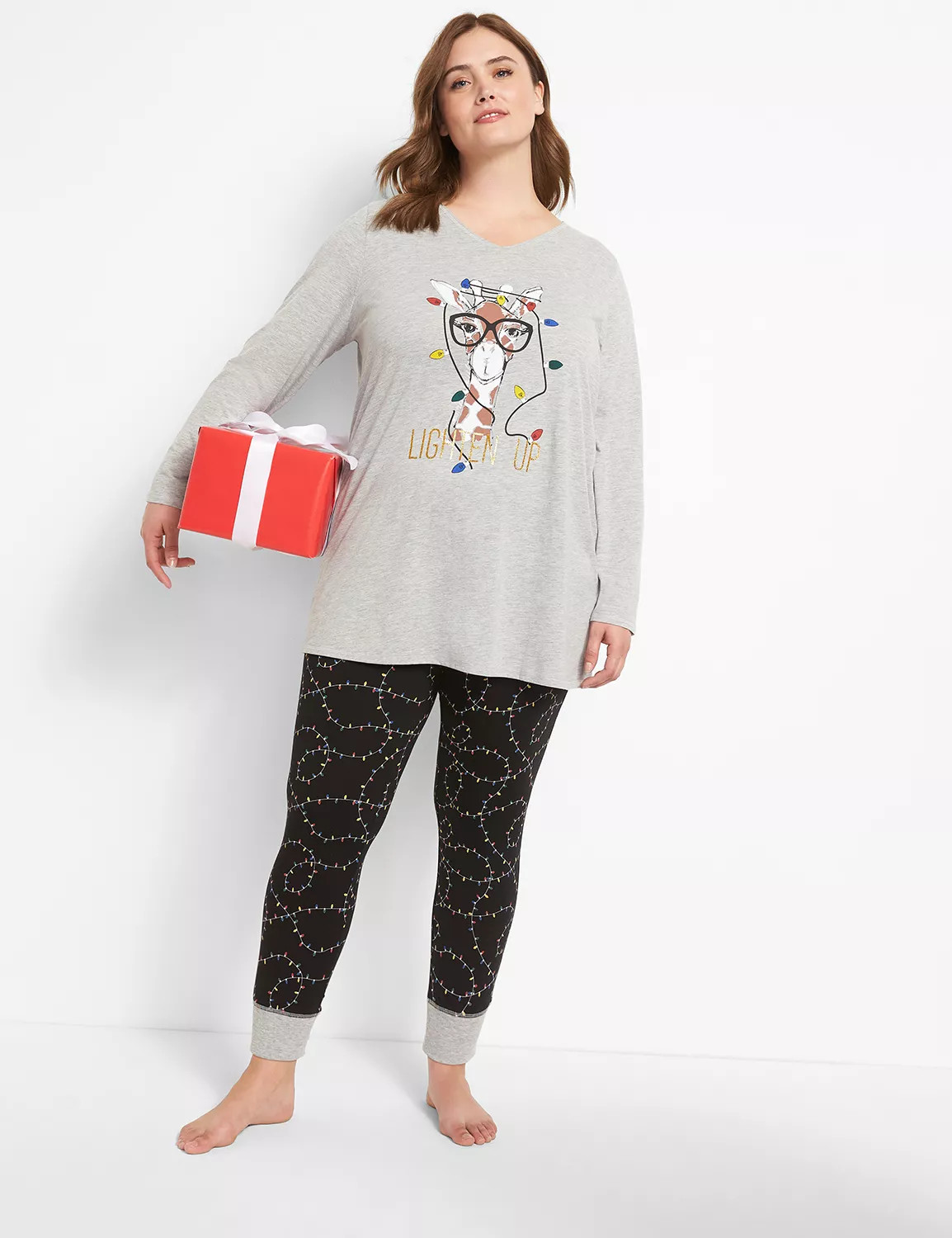Lane Bryant Women's Long-Sleeve Tee & Legging Pj Set 14/16 Giraffe Lighten Up | Lane Bryant (US)