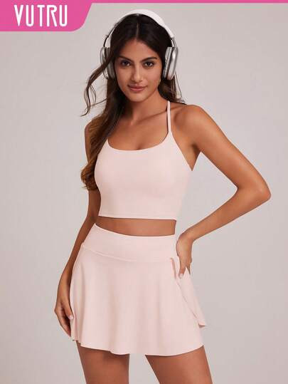 VUTRU Conjunto esportivo com top, regata e minissaia, composto por camisola com bojo e top, ideal... | SHEIN