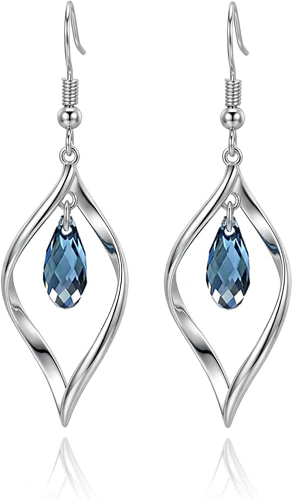 Rhodium Plate 925 Sterling Silver Hook Twist Leaf Holiday Hypoallergenic Dangle Earrings for Wome... | Amazon (US)