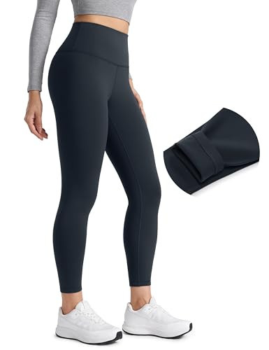 CRZ YOGA Womens Fleece Lined Leggings 25'' - Matte Winter Warm Thermal High Waisted Pants Casual Lounge Yoga Workout True Navy X-Large | Amazon (US)