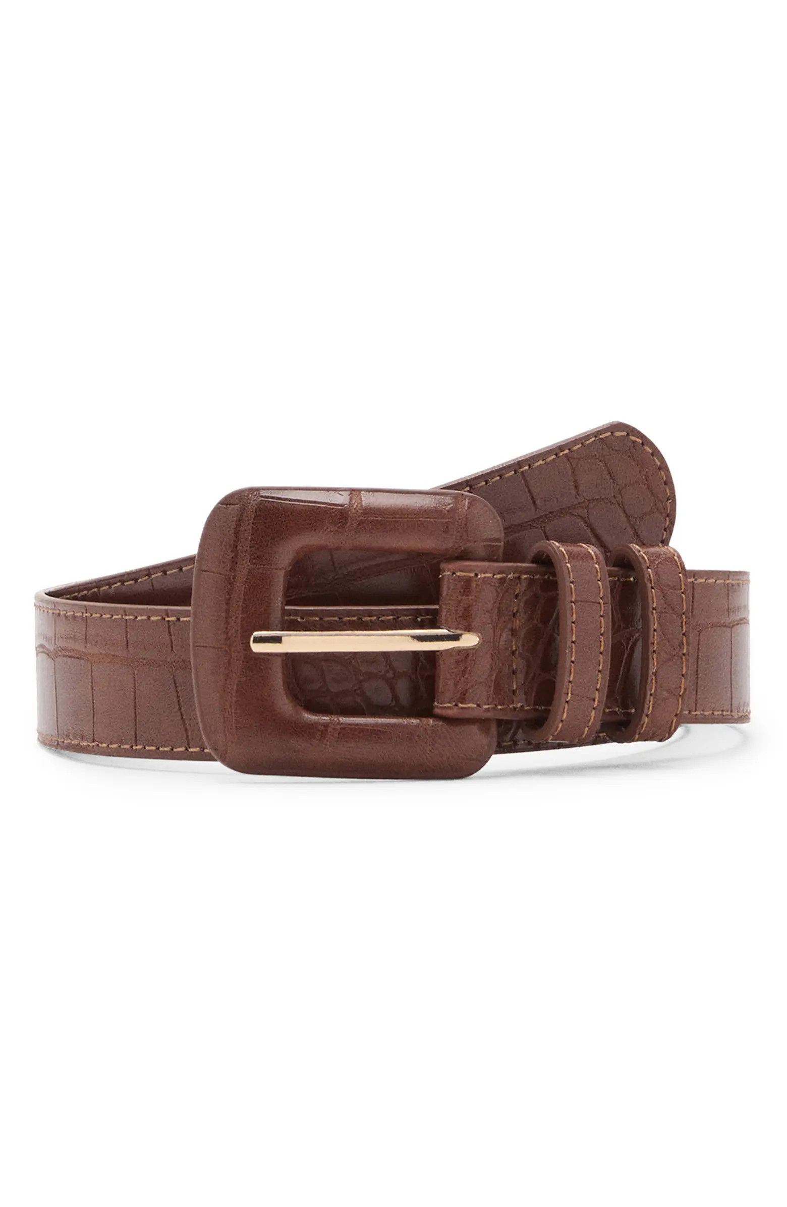 Crocodile Print Faux Leather Belt | Nordstrom