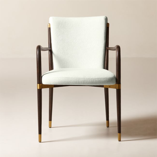 Norrie Snow White Performance Fabric Dining Armchair | CB2
