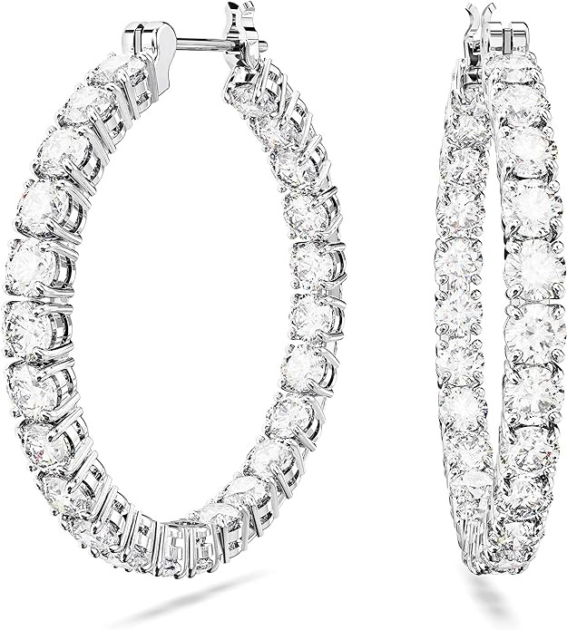Swarovski Matrix Hoop Earrings Collection, Crystals on Metal Finish Settings | Amazon (US)