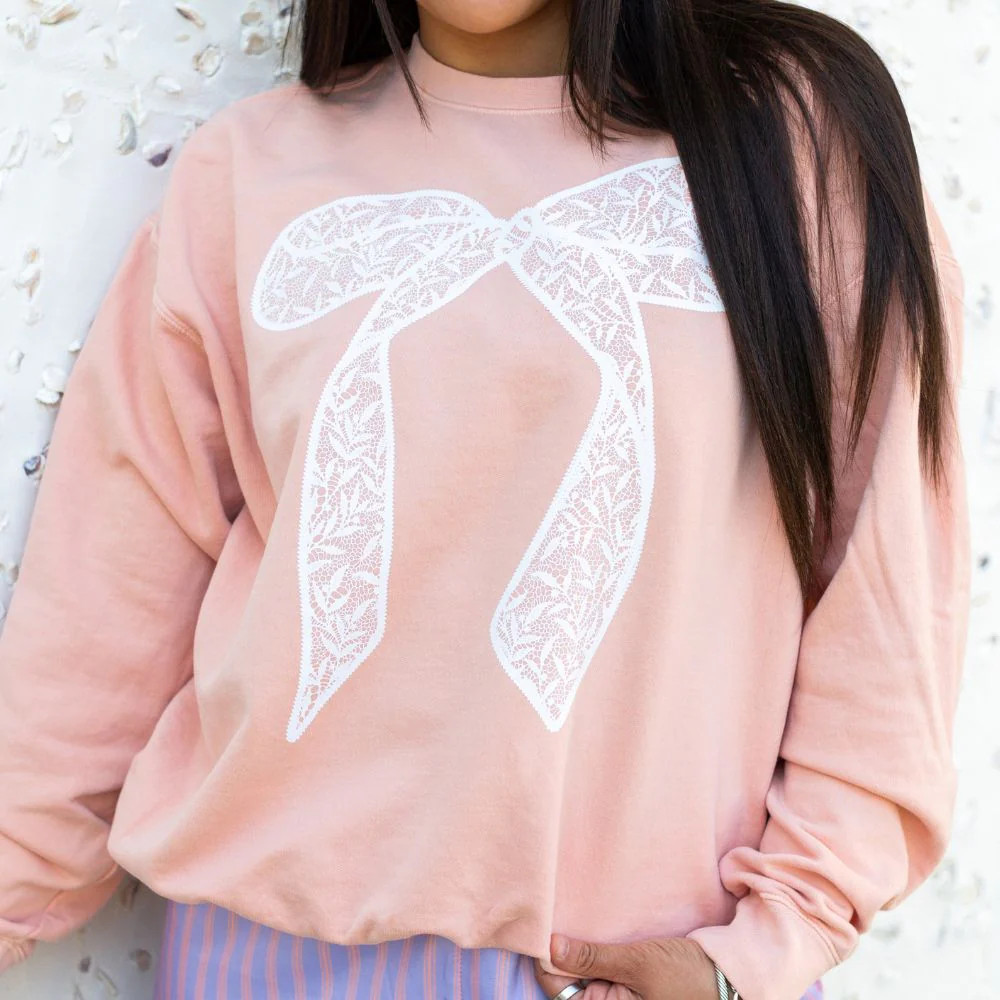 Bow 'Lace It Up' Lightweight Sweatshirt | United Monograms