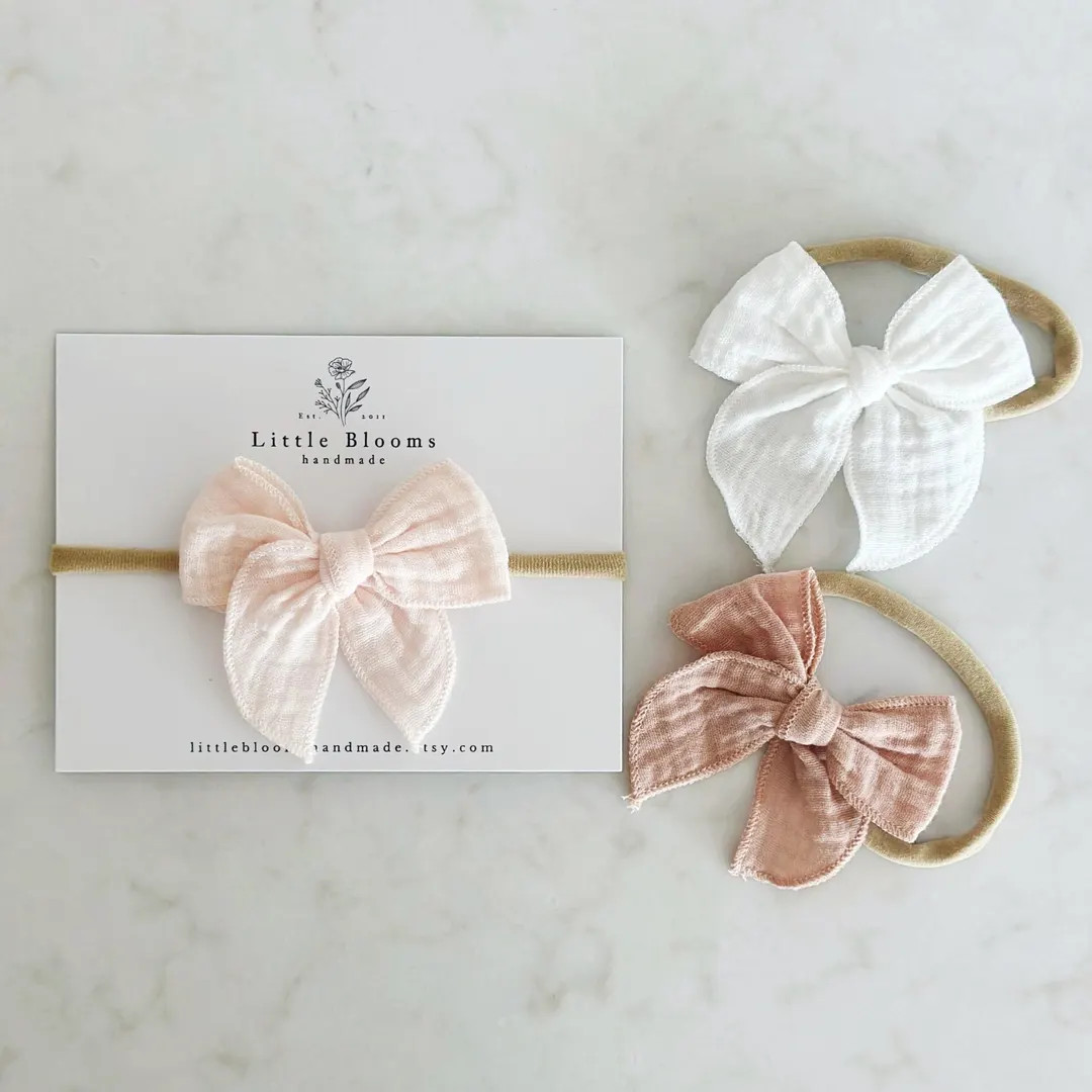 Mini Cotton Bow Headband - Etsy | Etsy (US)