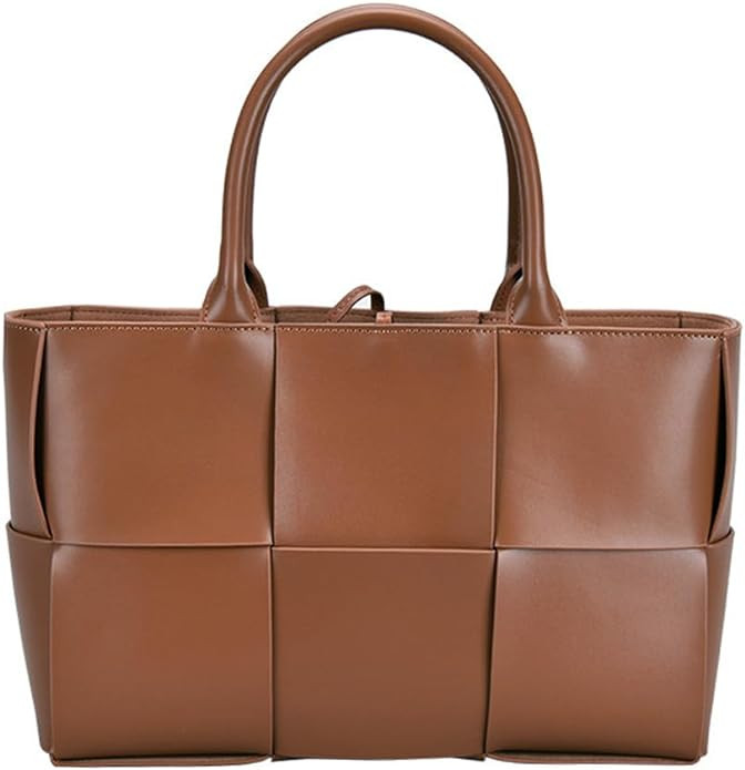 Women Leather Woven Shoulder Bag,Ladies Top Handle Satchel Tote Work Bag with Matching Clutch… | Amazon (CA)