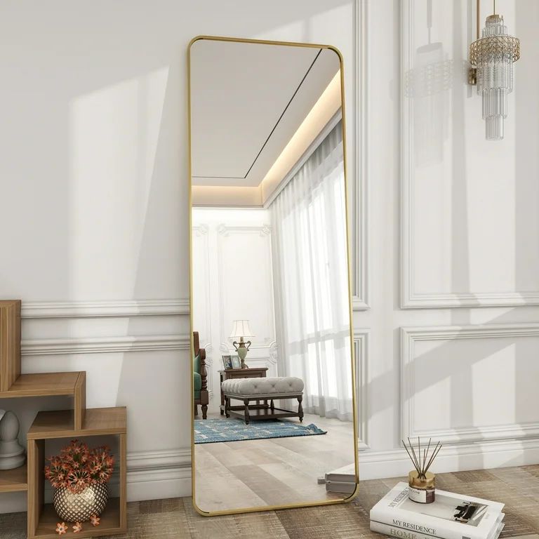 BEAUTYPEAK 64"x21" Full Length Mirror Rectangle Floor Mirror Standing with Safe Corners,Gold | Walmart (US)
