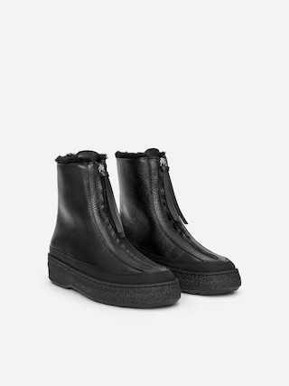 Lederstiefel mit Reißverschluss – Schwarz – Damen – ARKET DE | Arket EU