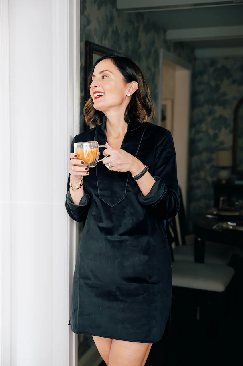 Black Long Sleeve Corduroy Tunic Dress | Sail to Sable