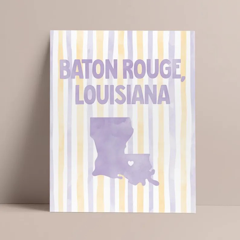 Baton Rouge Louisiana Map Art \u00b7 Louisiana Wall Art - Etsy | Etsy (Global)