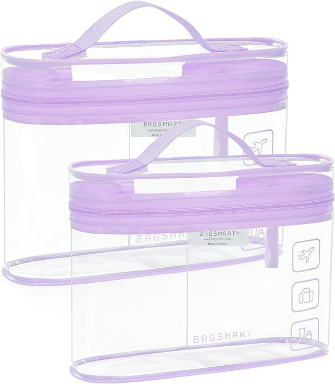 BAGSMART TSA Approved Toiletry Bag, 2 Pack Clear Makeup Cosmetic Bag Organizer, Quart Size Travel... | Amazon (US)