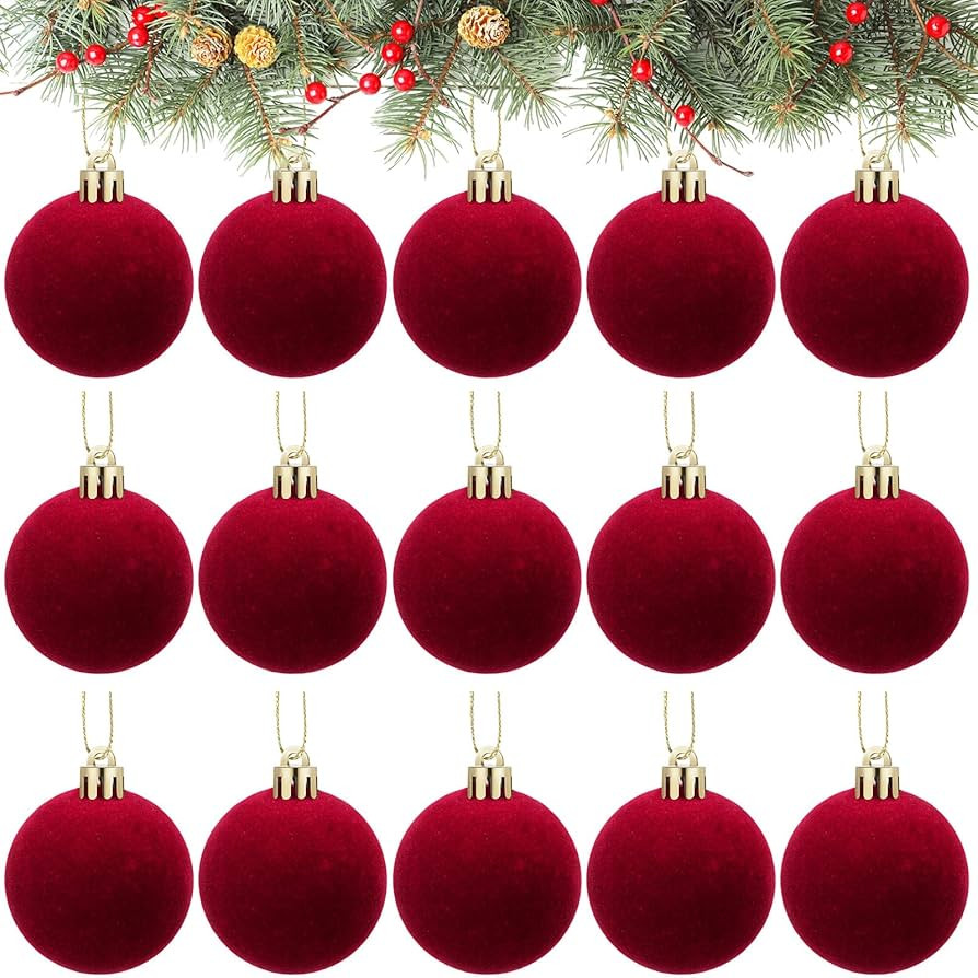 Menkxi 15 Pcs Christmas Tree Decorations 2'' Christmas Ball Ornaments Xmas Ornaments Decorative H... | Amazon (US)