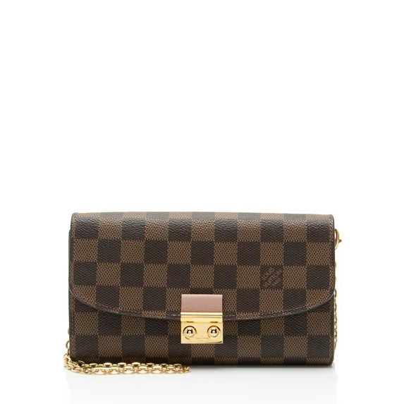 Pre-Owned Louis Vuitton Damier Ebene Croisette Chain Wallet | Walmart (US)