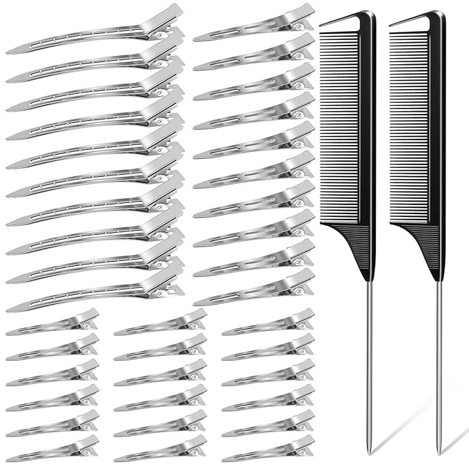 70Pcs Metal Hair Styling Clips, MORGLES 3 Sizes No Crease Hair Clips with 2pcs Parting Comb for B... | Amazon (US)