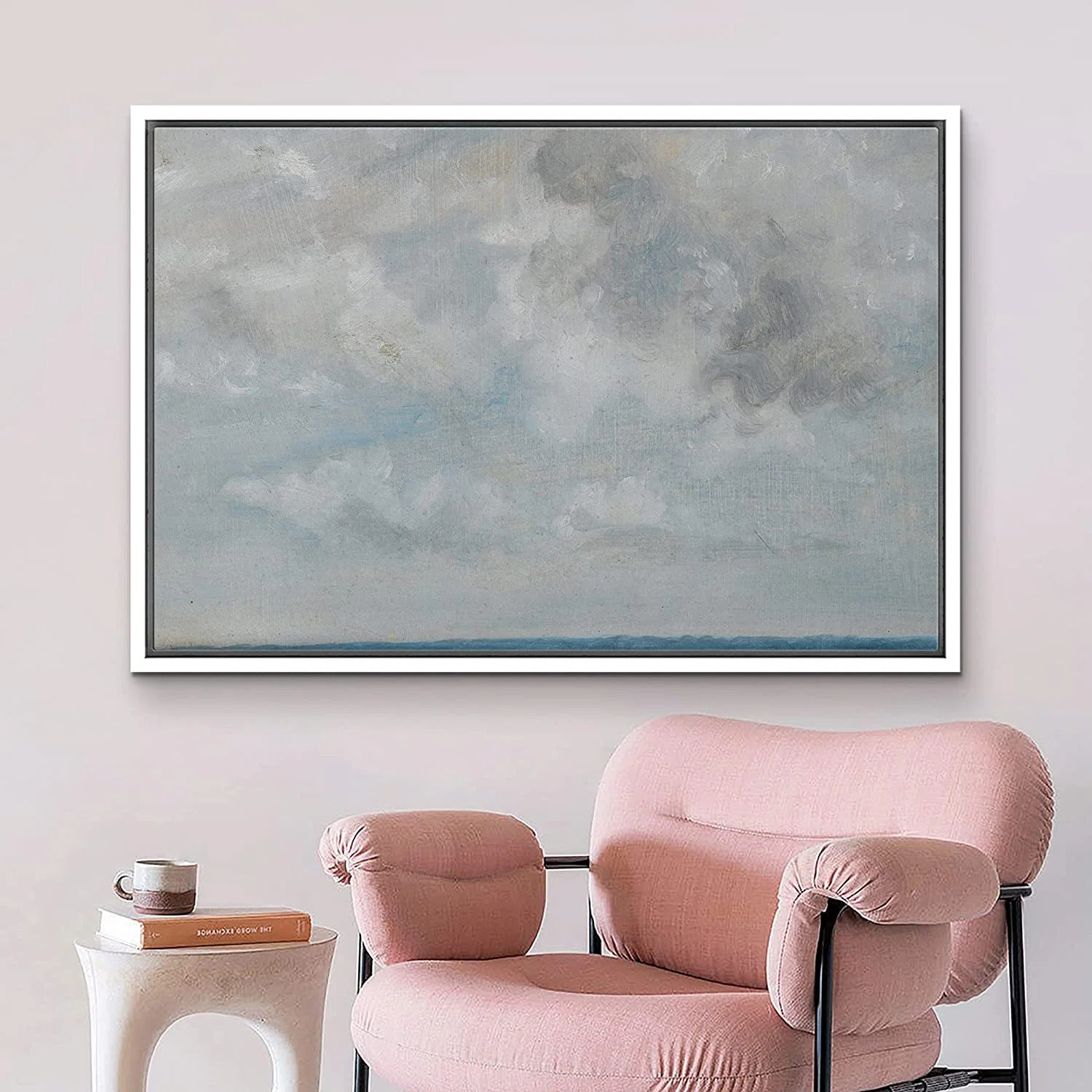 " SIGNLEADER Framed Canvas Print Wall Art Pastel Blue Gray Watercolor Cloudy Sky Abstract Shapes ... | Wayfair North America