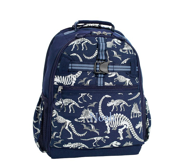 Mackenzie Navy Dino Bones Glow-in-the-Dark Adaptive Backpack | Pottery Barn Kids